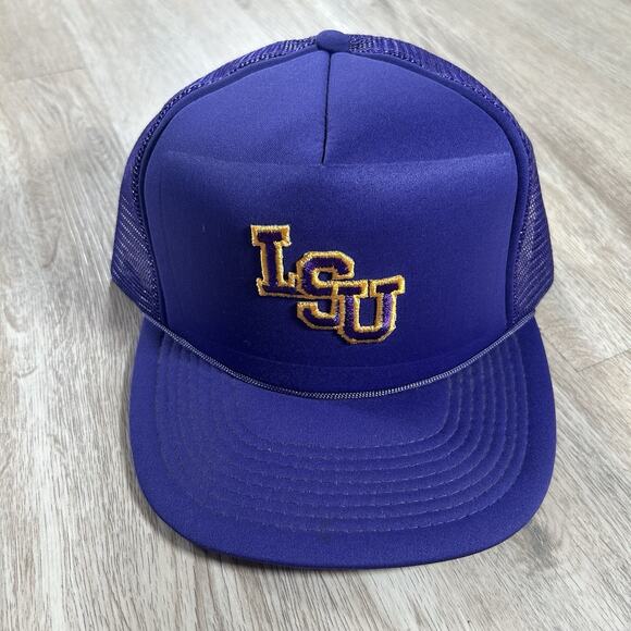 Vintage LSU Tigers Snapback Hat‎ College Purple Trucker Cap - Picture 1 of 8